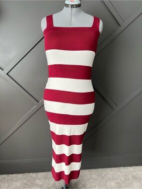 Striped Red and White Tank Maxi Dress